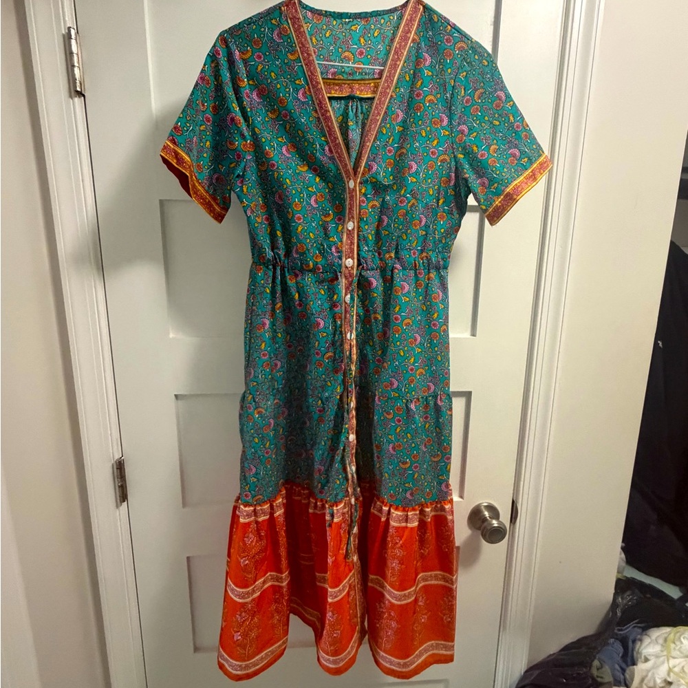 Dress button up cinch waist